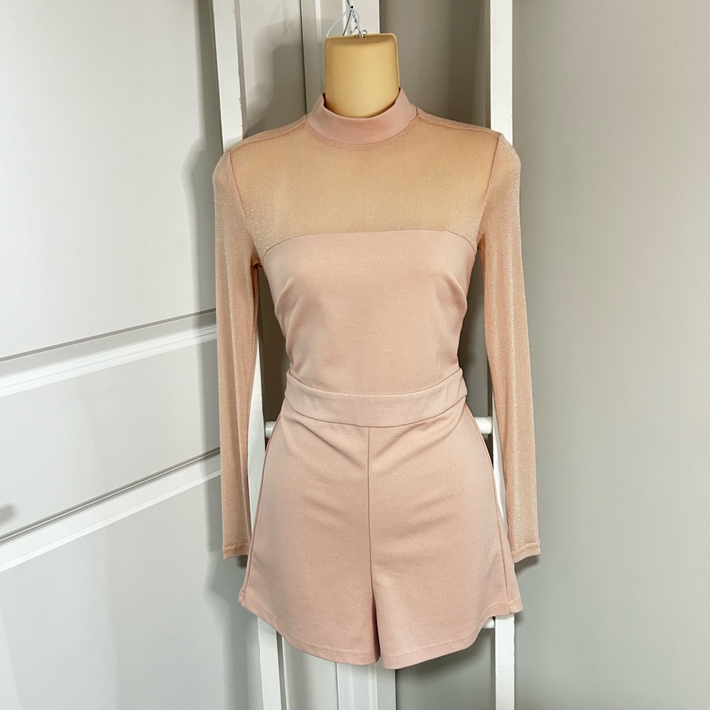 Guess Black High Neck Mesh Romper SIZE S